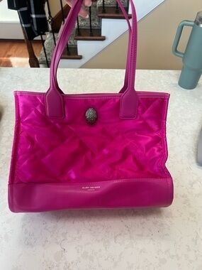 Kurt Geiger Hot Pink Quilted Tote with Leather Trim